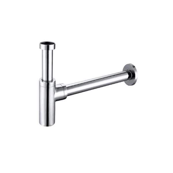 Sifón botella extensible de latón cromado redondo, universal y fácil de instalar. Ideal para lavabos, con racor y alargadera/plafón, fabricado en materiales de alta calidad.