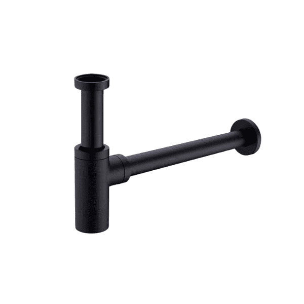 Sifón Botella Racor/Extensible Latón Negro Redondo con Alargadera/Plafón